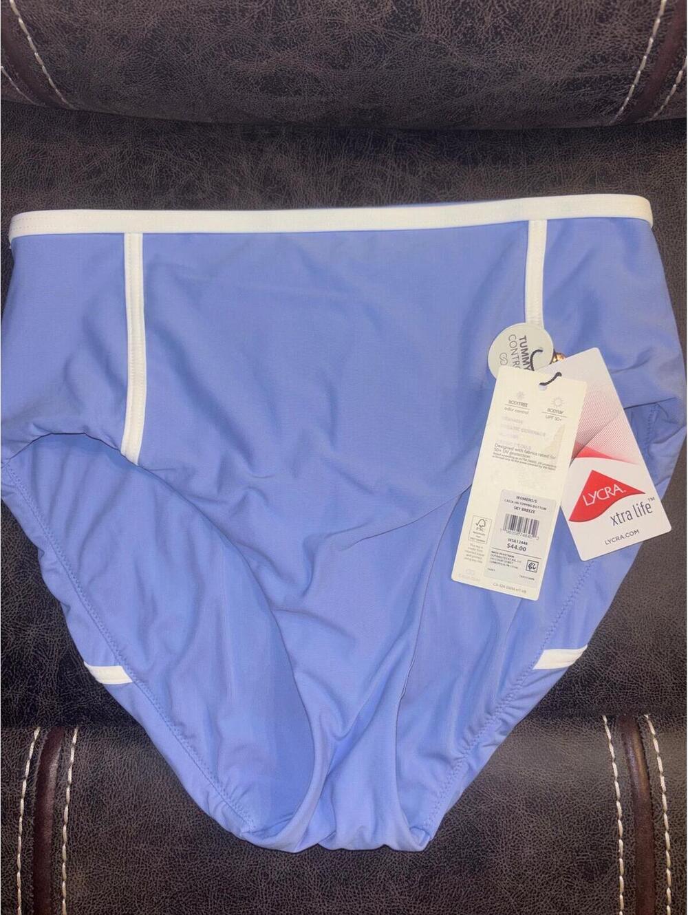 Calia High Rise Tummy Control Swim Bottoms Small Sky Breeze NWT UPF 50